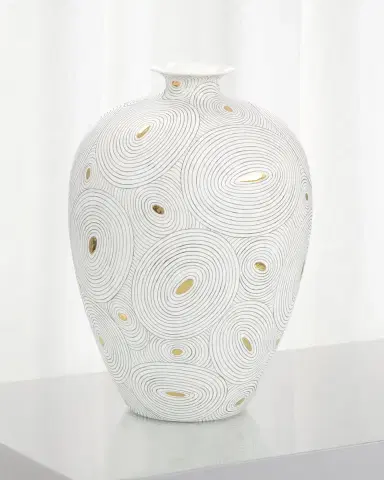 John-Richard Collection White Porcelain Vase with Gold | Thumbnail 1