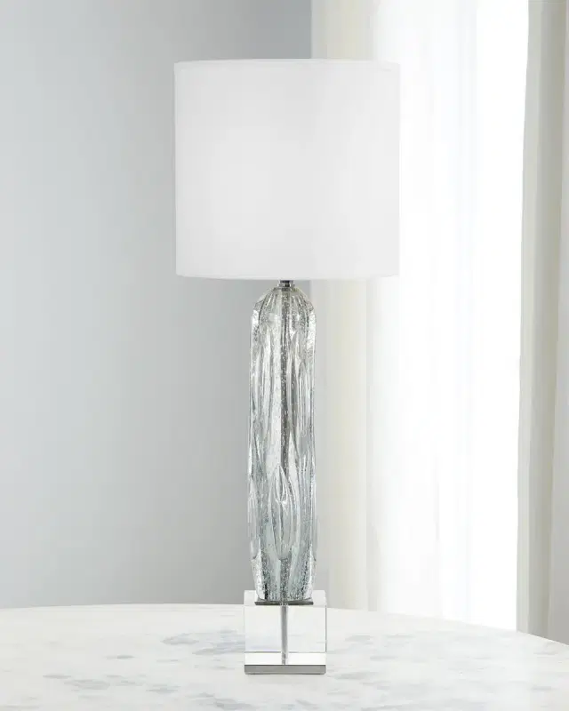 John-Richard Collection Argentine Blue-Grey Art Glass Buffet Lamp