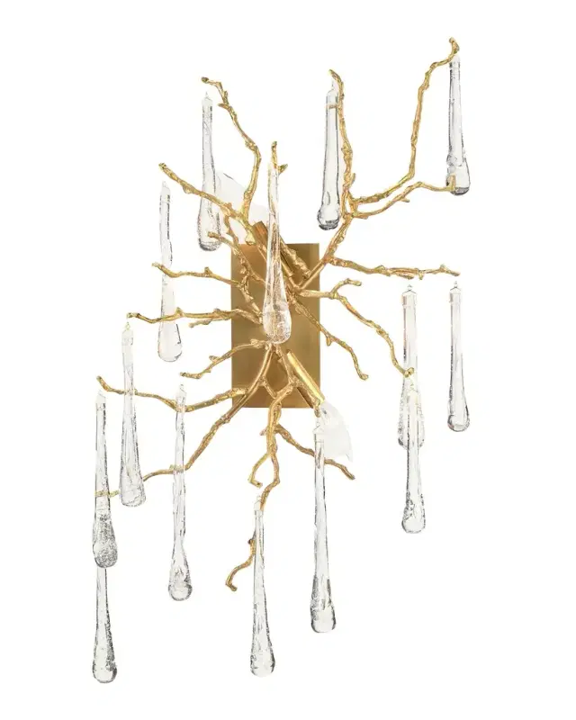 John-Richard Collection Brass & Glass Teardrop Two-Light Wall Sconce