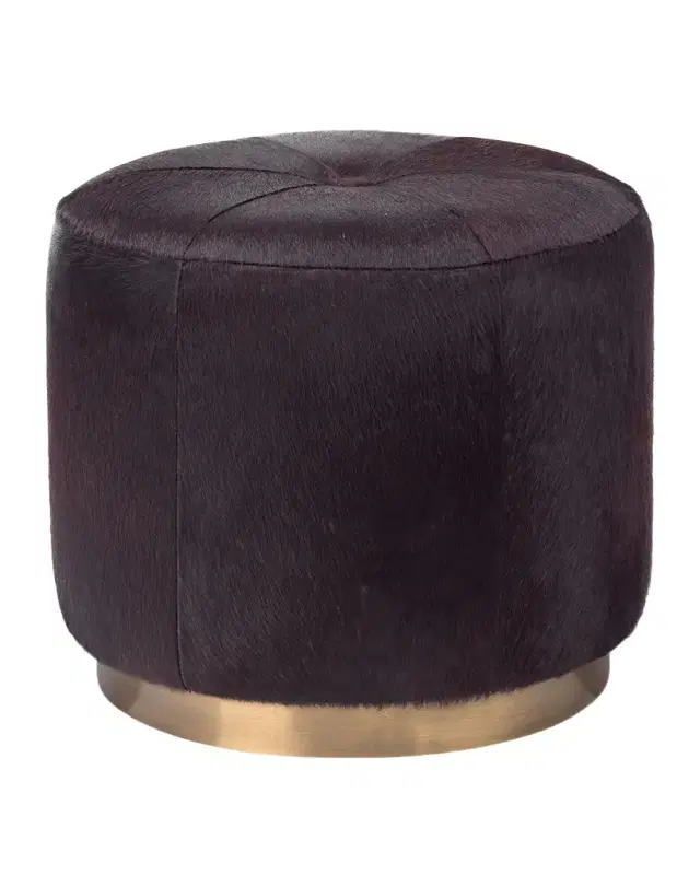 Jamie Young Thackery Small Round Hide Pouf