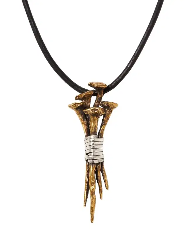 Men's Distressed Nails Cluster Pendant Necklace