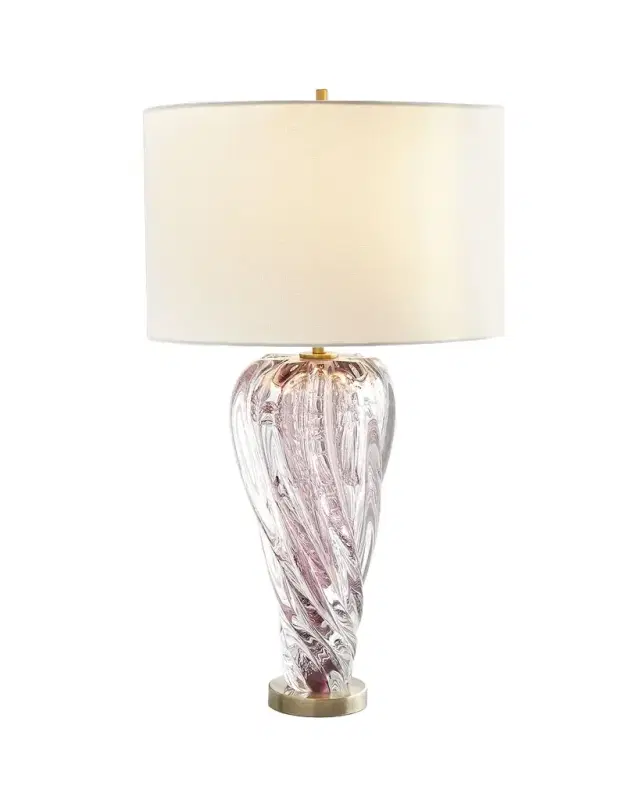Rose Pink Art Glass Table Lamp