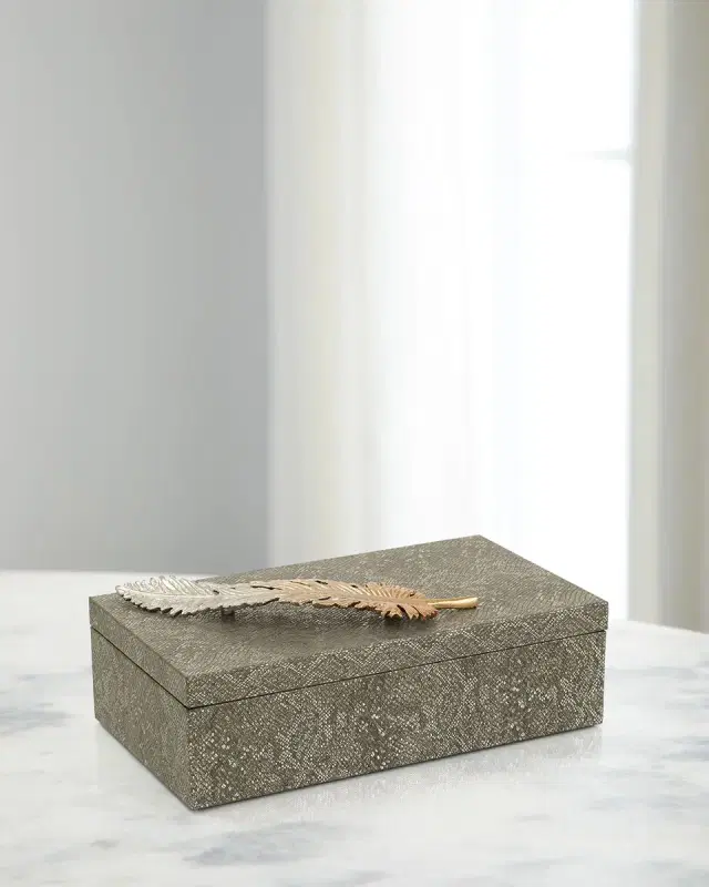 John-Richard Collection Feathered Vegan Snakeskin Box