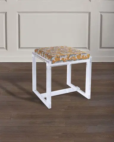 Port 68 Glencoe Lucite Bench, Prowling Khaki (Leopard Pattern) | Thumbnail 1 Port 68 Glencoe Lucite Bench, Prowling Khaki (Leopard Pattern) | Thumbnail 1