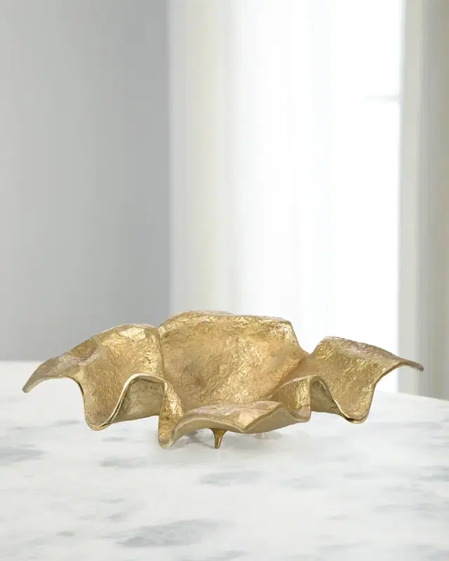 John-Richard Collection Draped Fabric Brass Square Bowl