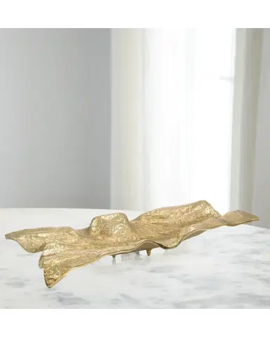 John-Richard Collection Draped Fabric Brass Rectangular Bowl | Thumbnail 2
