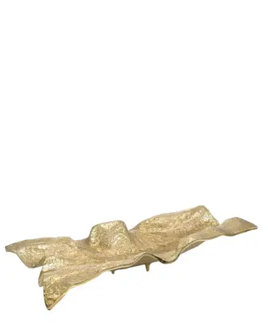 John-Richard Collection Draped Fabric Brass Rectangular Bowl | Thumbnail 1