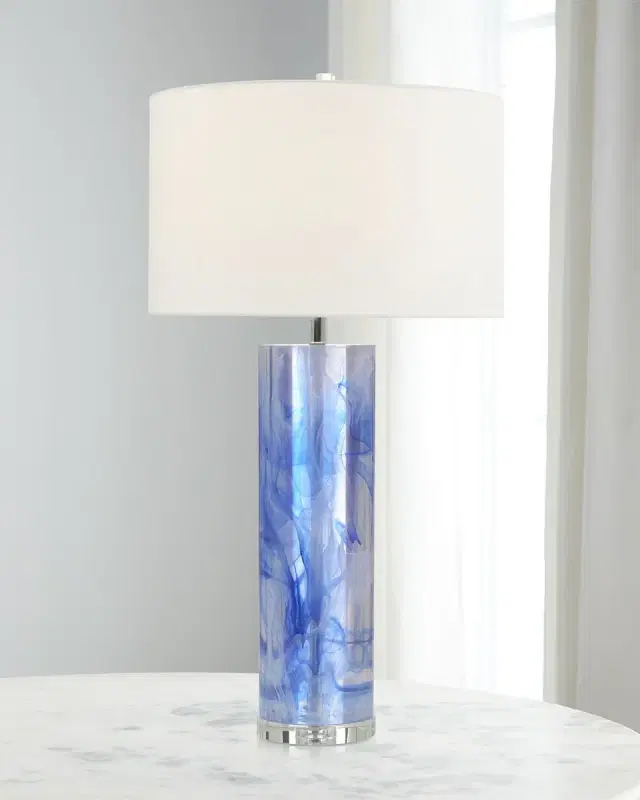 John-Richard Collection Cylinder Blue & Clear Resin Table Lamp