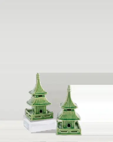 Port 68 Green Short Pagoda Table Accents, Set of 2 | Thumbnail 2 Port 68 Green Short Pagoda Table Accents, Set of 2 | Thumbnail 2