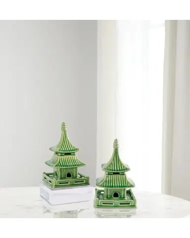 Port 68 Green Short Pagoda Table Accents, Set of 2 | Thumbnail 3 Port 68 Green Short Pagoda Table Accents, Set of 2 | Thumbnail 3
