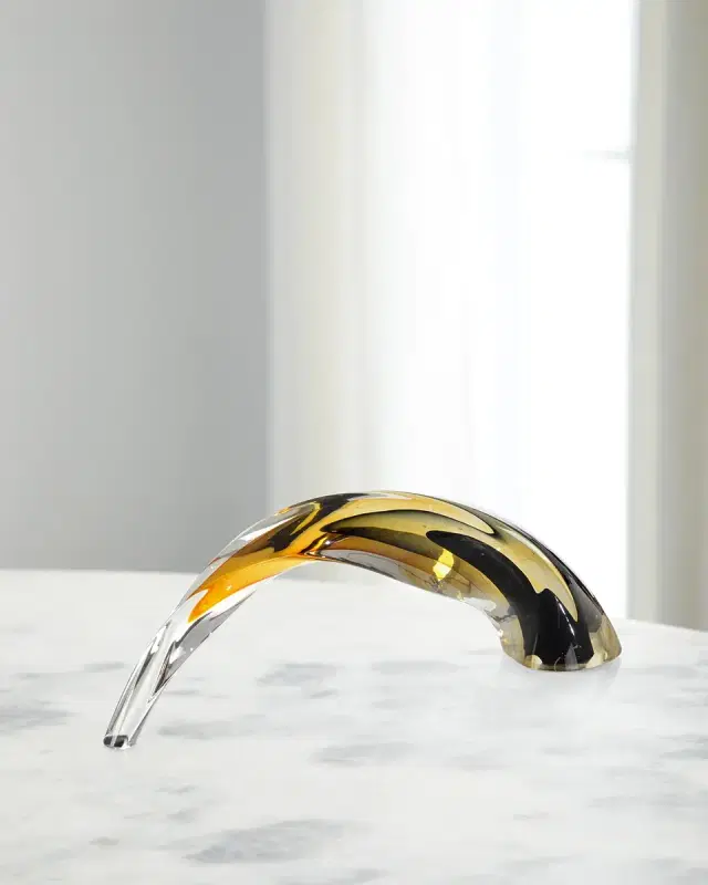 John-Richard Collection Hand-Blown Black And Amber Arch Sculpture II