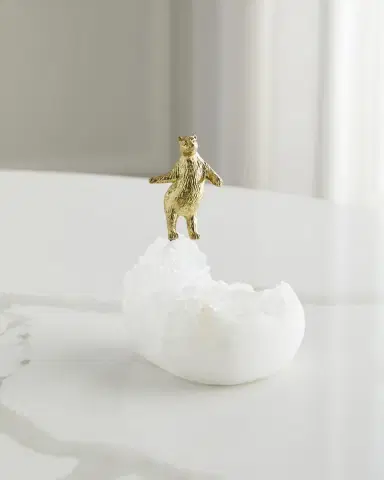John-Richard Collection Brass Bear Figure on Quartz Sculptures, Set of 3 | Thumbnail 3