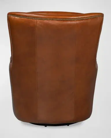 Sarreid Baker Leather Swivel Chair | Thumbnail 3 Sarreid Baker Leather Swivel Chair | Thumbnail 3