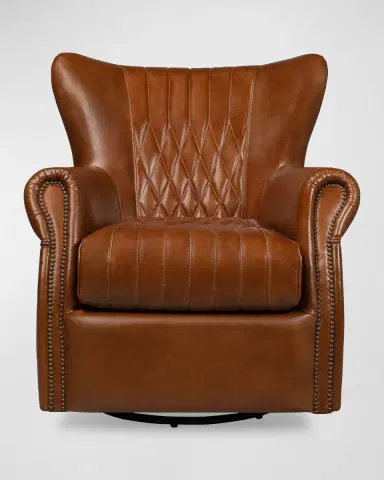 Sarreid Bugatti Leather Swivel Chair | Thumbnail 2 Sarreid Bugatti Leather Swivel Chair | Thumbnail 2