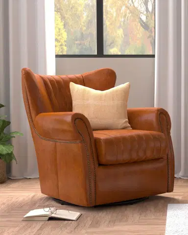Sarreid Bugatti Leather Swivel Chair | Thumbnail 5 Sarreid Bugatti Leather Swivel Chair | Thumbnail 5