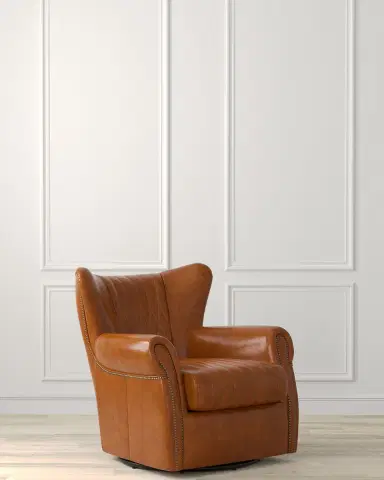 Sarreid Bugatti Leather Swivel Chair | Thumbnail 1 Sarreid Bugatti Leather Swivel Chair | Thumbnail 1