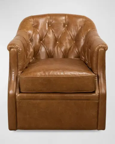 Sarreid Coolidge Leather Swivel Chair | Thumbnail 2 Sarreid Coolidge Leather Swivel Chair | Thumbnail 2