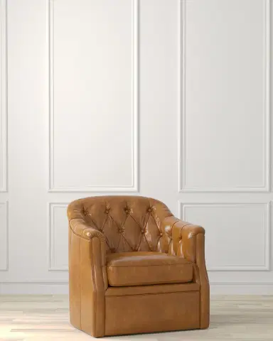 Sarreid Coolidge Leather Swivel Chair | Thumbnail 1 Sarreid Coolidge Leather Swivel Chair | Thumbnail 1
