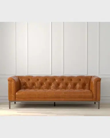 Sarreid Cuba Leather Chesterfield Sofa - 88" | Thumbnail 2 Sarreid Cuba Leather Chesterfield Sofa - 88" | Thumbnail 2