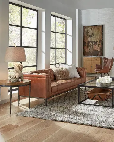 Sarreid Cuba Leather Chesterfield Sofa - 88" | Thumbnail 5 Sarreid Cuba Leather Chesterfield Sofa - 88" | Thumbnail 5