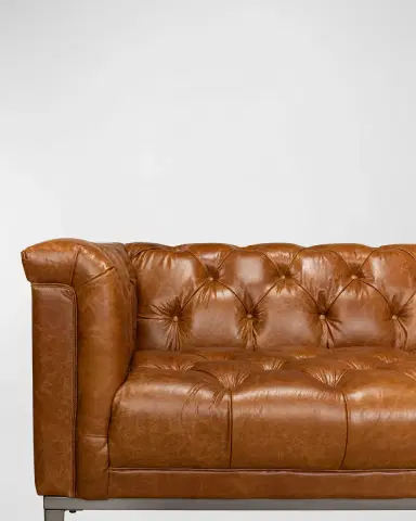 Sarreid Cuba Leather Chesterfield Sofa - 88" | Thumbnail 6 Sarreid Cuba Leather Chesterfield Sofa - 88" | Thumbnail 6
