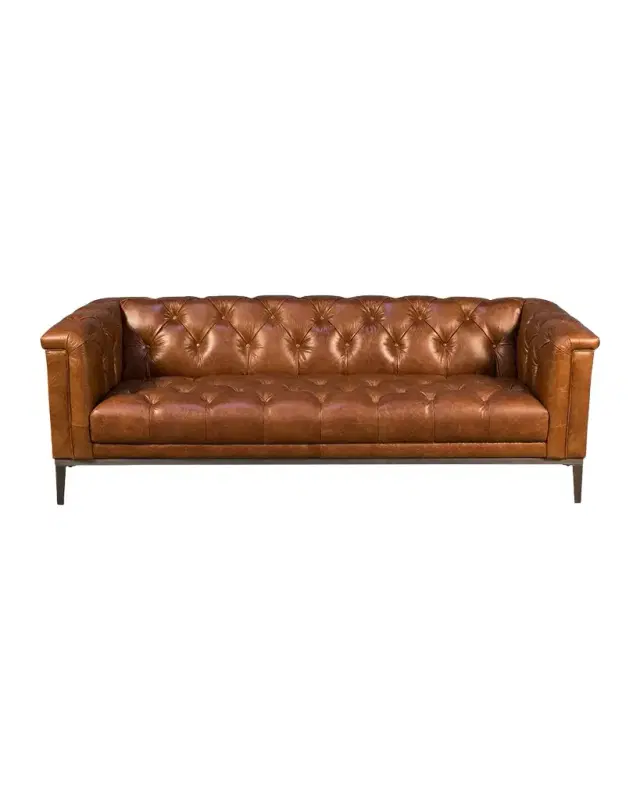 Sarreid Cuba Leather Chesterfield Sofa - 88"