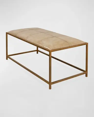Sarreid Montvale Leather Bench, 48" | Thumbnail 3 Sarreid Montvale Leather Bench, 48" | Thumbnail 3