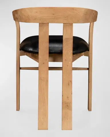 Sarreid Rift Leather Dining Arm Chair | Thumbnail 2 Sarreid Rift Leather Dining Arm Chair | Thumbnail 2
