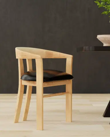 Sarreid Rift Leather Dining Arm Chair | Thumbnail 3 Sarreid Rift Leather Dining Arm Chair | Thumbnail 3