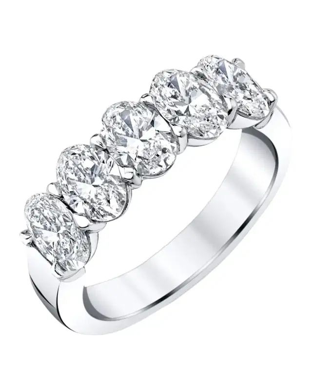 Platinum 5 Stone Band with Oval Cut Diamonds, 2.50ct Platinum 5 Stone Band with Oval Cut Diamonds, 2.50ct