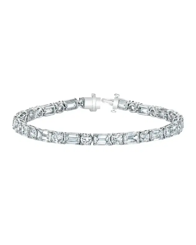 Platinum East-West Alternating Prong-Set Diamond Bracelet