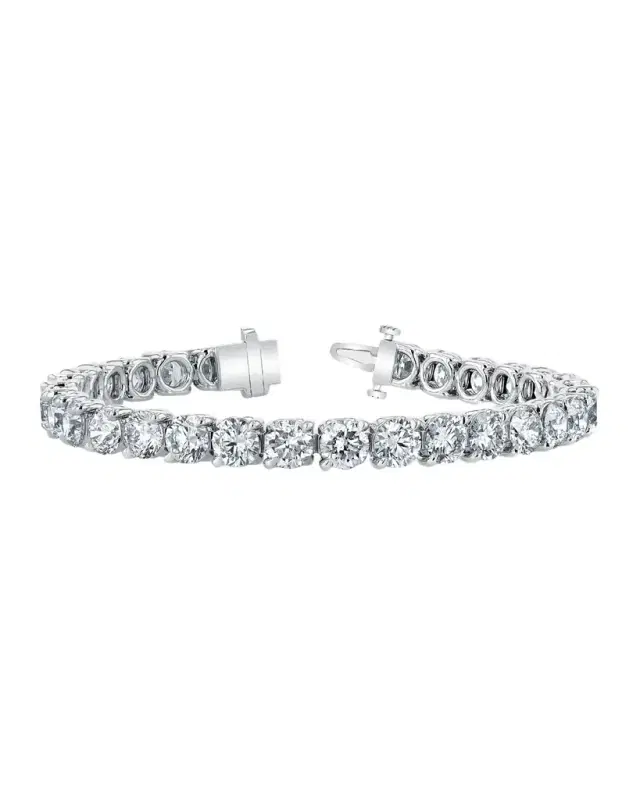 18K Gold Round-Cut Diamond Buttercup Tennis Bracelet, 10.00tcw, 7"L