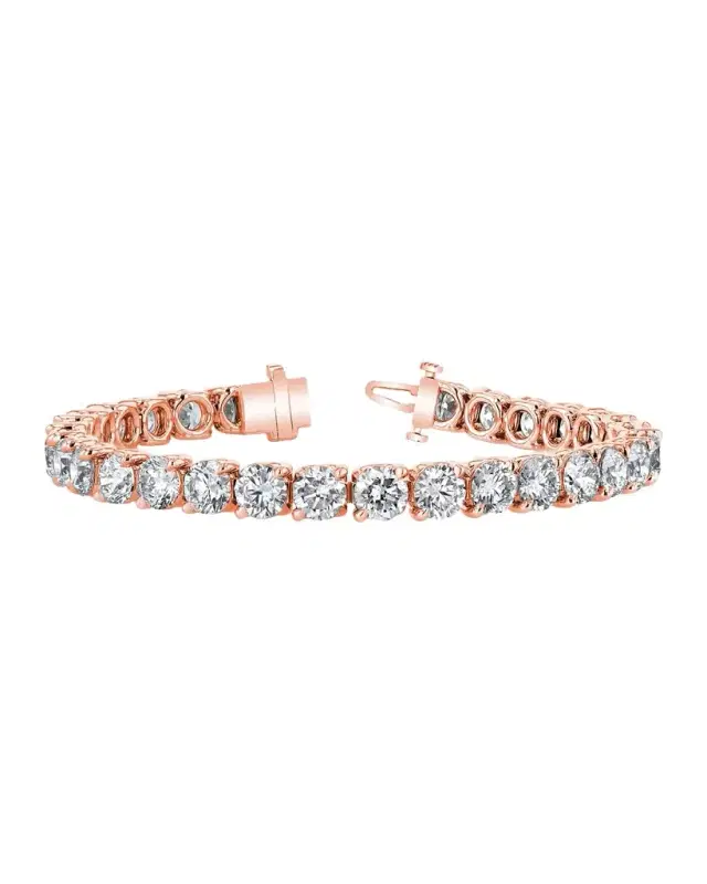18K Gold Round-Cut Diamond Buttercup Tennis Bracelet, 10.00tcw, 7"L