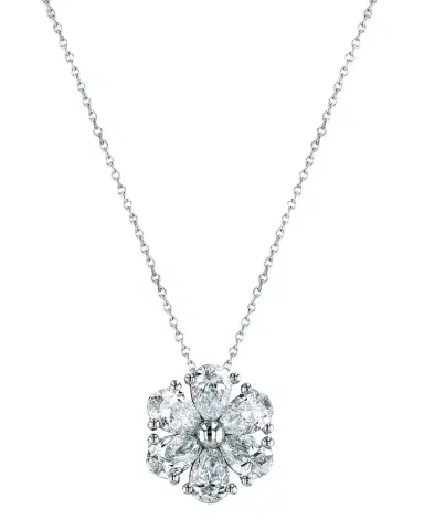 Neiman Marcus Diamonds 18K Gold Pear-Shaped Diamond Floral Pendant 16" Necklace, 2.00tcw | Thumbnail 1