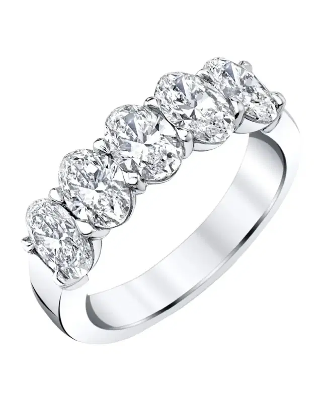 Platinum 5 Stone Band with Oval Cut Diamonds, 1.65ct Platinum 5 Stone Band with Oval Cut Diamonds, 1.65ct