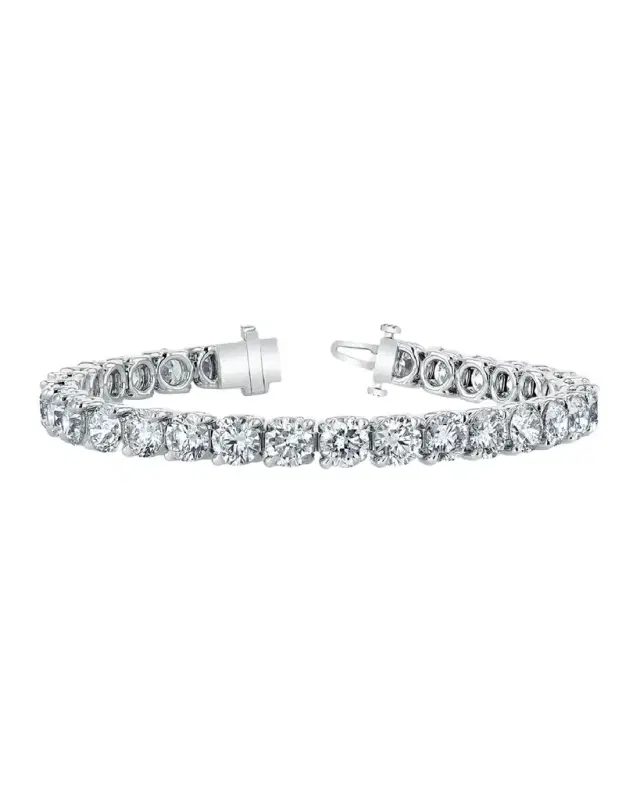18K Gold Round-Cut Diamond Buttercup Tennis Bracelet, 8.00tcw, 7"L