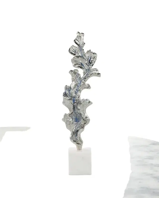 John-Richard Collection Gleaming Leaf Sculpture on Marble Base, Large