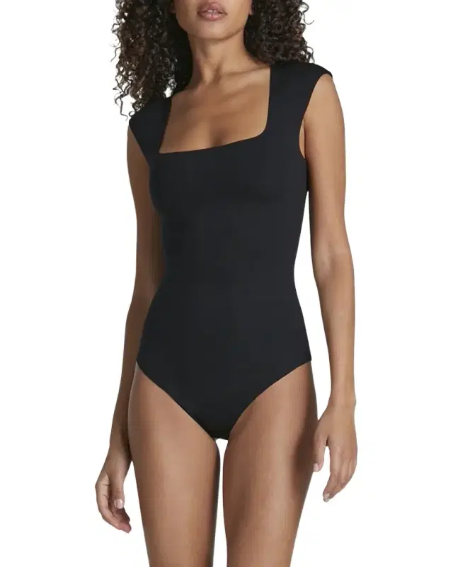 Commando Cap-Sleeve Neoprene Thong Bodysuit