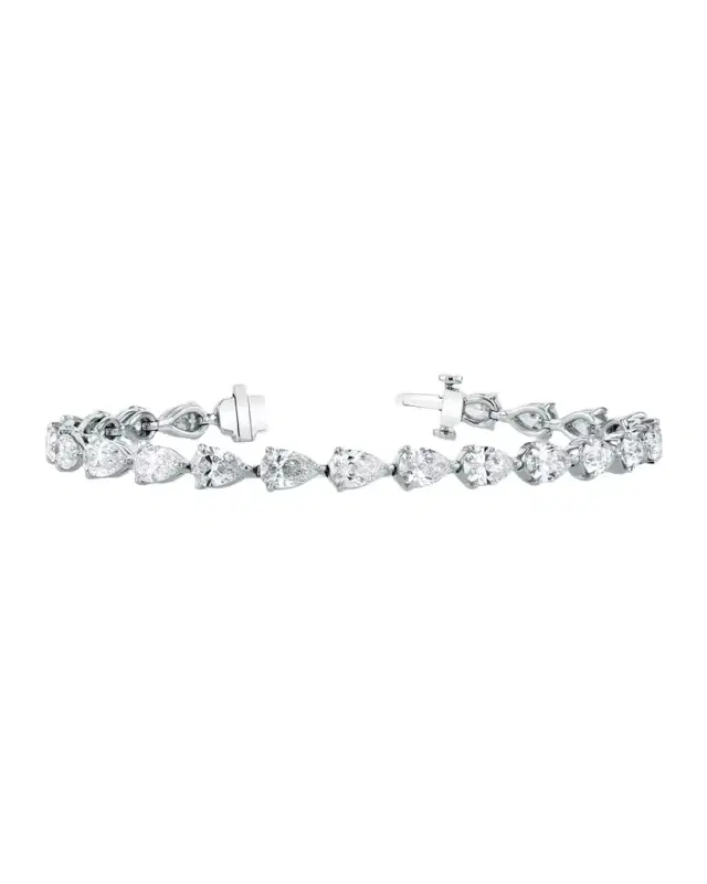 x Danielle Klein Platinum East-West Pear Diamond Bracelet, 7"L, 13.50tcw