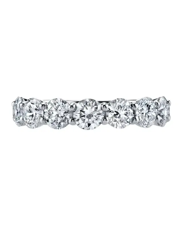 Platinum Round White Diamond Buttercup Band Ring, 3.50tcw
