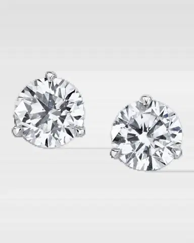 Neiman Marcus Diamonds 18K White Gold Martini Diamond Stud Earrings, 3.00tcw, 0.30"L / 0.30"W | Thumbnail 2