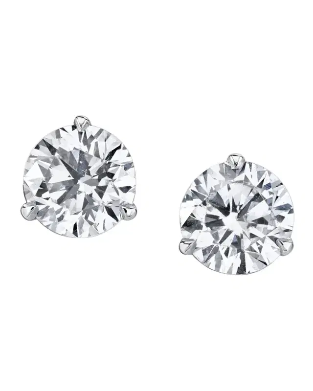 18K White Gold Martini Diamond Stud Earrings, 3.00tcw, 0.30"L / 0.30"W