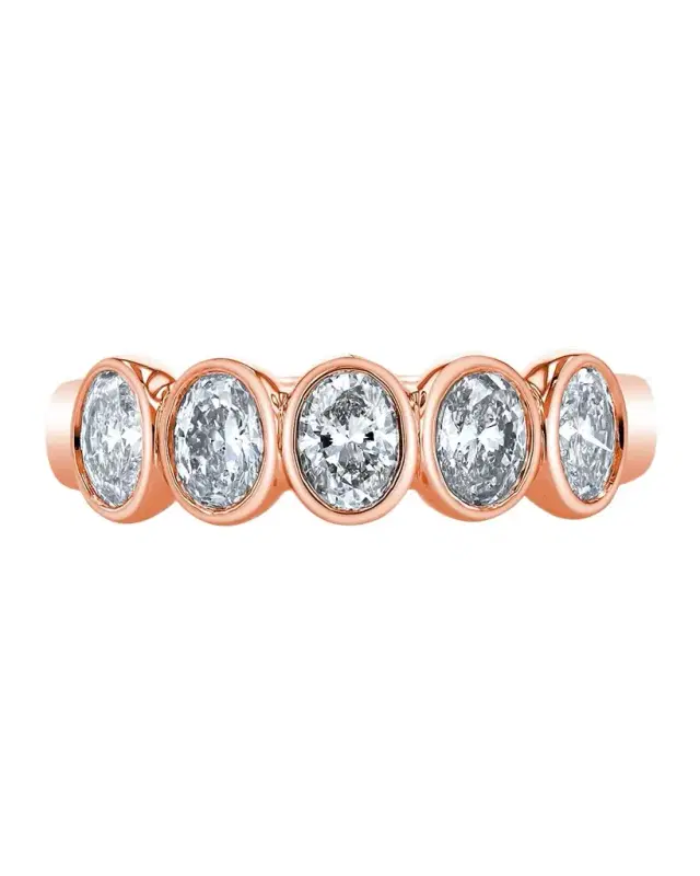 x Danielle Klein 18K Gold 5-Stone Oval Diamond Bezel-Set Band Ring, 2.00tcw