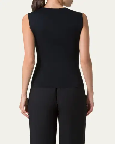 Akris Sleeveless Fitted Silk Stretch Knit Top | Thumbnail 3