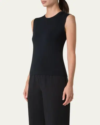 Akris Sleeveless Fitted Silk Stretch Knit Top | Thumbnail 4