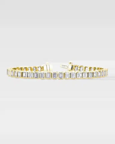 Neiman Marcus Diamonds x Christina Adamo 18K Gold North-South Emerald-Cut Bezel Diamond Bracelet, 7"L, 15.60tcw | Thumbnail 2 Neiman Marcus Diamonds x Christina Adamo 18K Gold North-South Emerald-Cut Bezel Diamond Bracelet, 7"L, 15.60tcw | Thumbnail 2