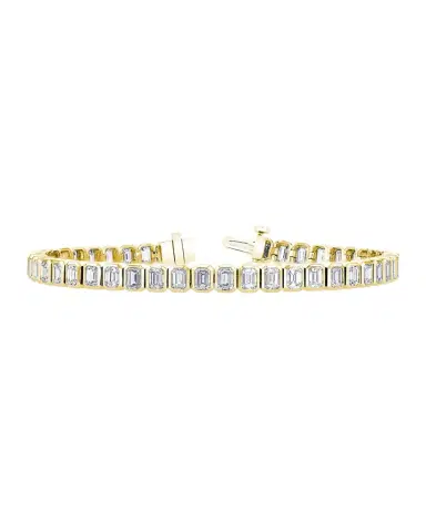 Neiman Marcus Diamonds x Christina Adamo 18K Gold North-South Emerald-Cut Bezel Diamond Bracelet, 7"L, 15.60tcw | Thumbnail 1 Neiman Marcus Diamonds x Christina Adamo 18K Gold North-South Emerald-Cut Bezel Diamond Bracelet, 7"L, 15.60tcw | Thumbnail 1