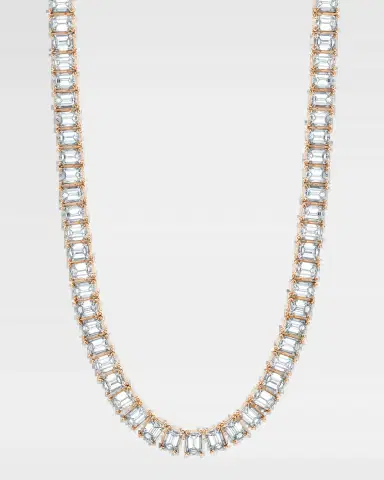 Neiman Marcus Diamonds x Christina Adamo 18K Gold North-South Emerald-Cut Prong-Set Diamond Tennis Necklace, 16"L, 22.20tcw | Thumbnail 2