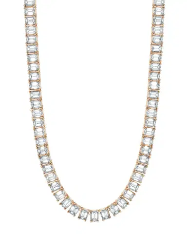 Neiman Marcus Diamonds x Christina Adamo 18K Gold North-South Emerald-Cut Prong-Set Diamond Tennis Necklace, 16"L, 22.20tcw | Thumbnail 1