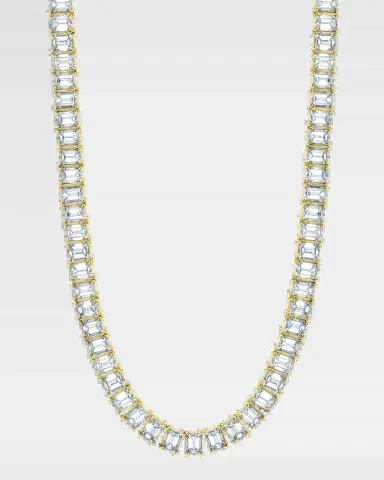 Neiman Marcus Diamonds x Christina Adamo 18K Gold North-South Emerald-Cut Prong-Set Diamond Tennis Necklace, 16"L, 22.20tcw | Thumbnail 2